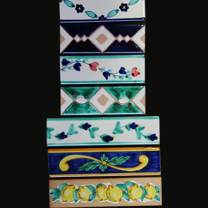 Listello in ceramica decorato a mano Vesuvio VC01